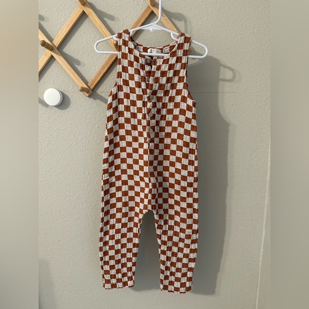 Rylee and Cru Checkered Button Romper